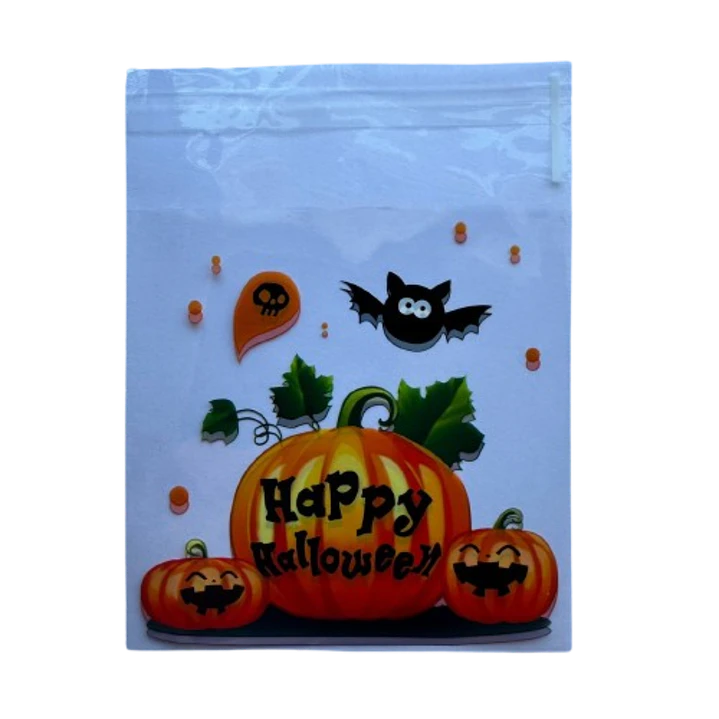 Bolsas Halloween A Celofan Autoadhesivas 100un 10x10+2cm 4