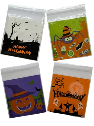 Bolsas Halloween B Celofan Autoadhesivas 100un 10x10+2cm