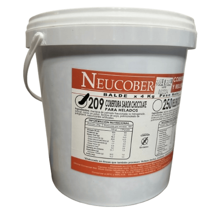 Cobertura Chocolate Para Baño De Helado Balde Neucober 4kg 1