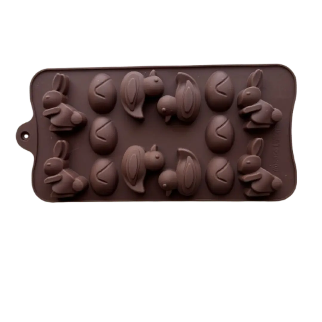 Molde Silicona Huevitos Conejos Y Pollitos 14 Cavidades 1