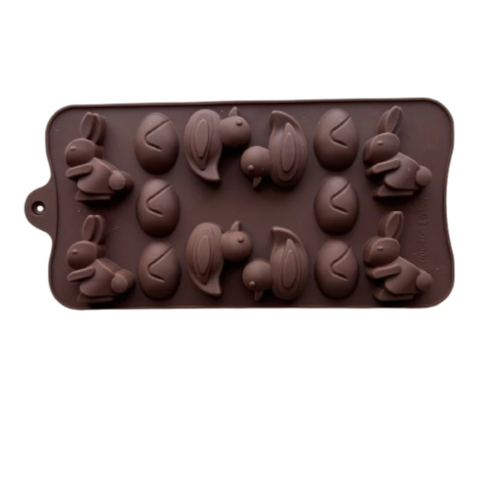 Molde Silicona Huevitos Conejos Y Pollitos 14 Cavidades 1