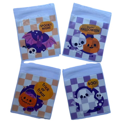 Bolsas Halloween C Celofan Autoadhesivas 100un 10x10+2cm
