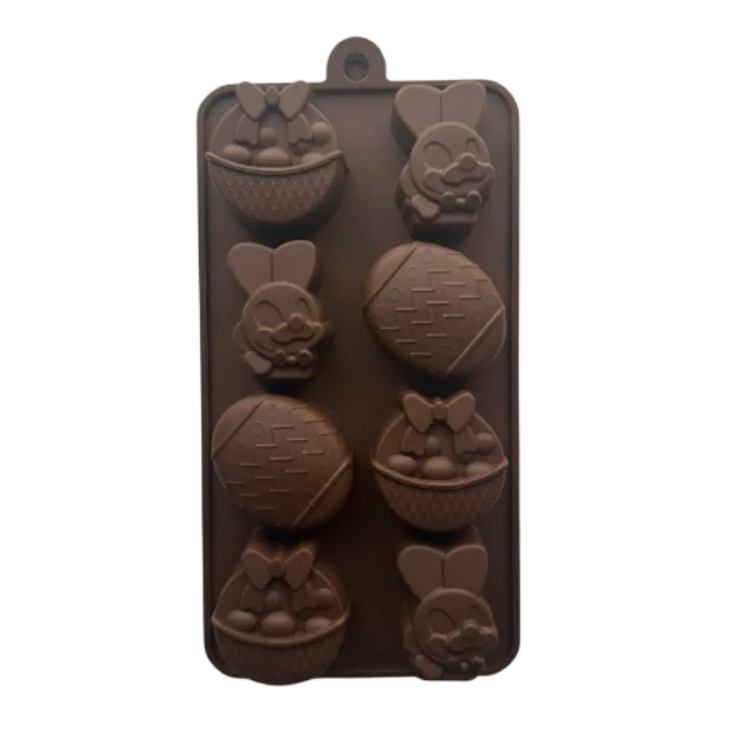 Molde Silicona Huevitos Conejos Y Canastas 8 Cavidades 1