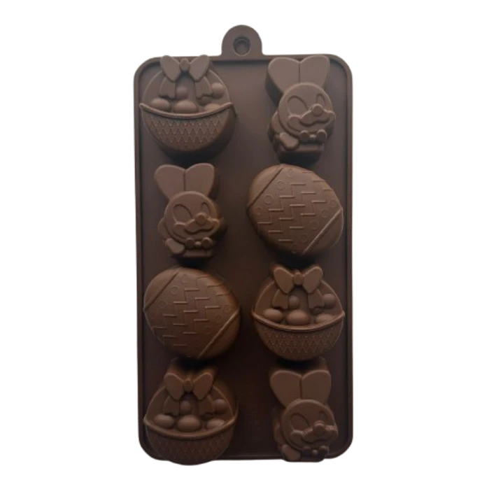 Molde Silicona Huevitos Conejos Y Canastas 8 Cavidades 1