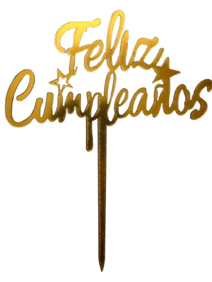 Topper Feliz Cumpleaños 2 Dorado
