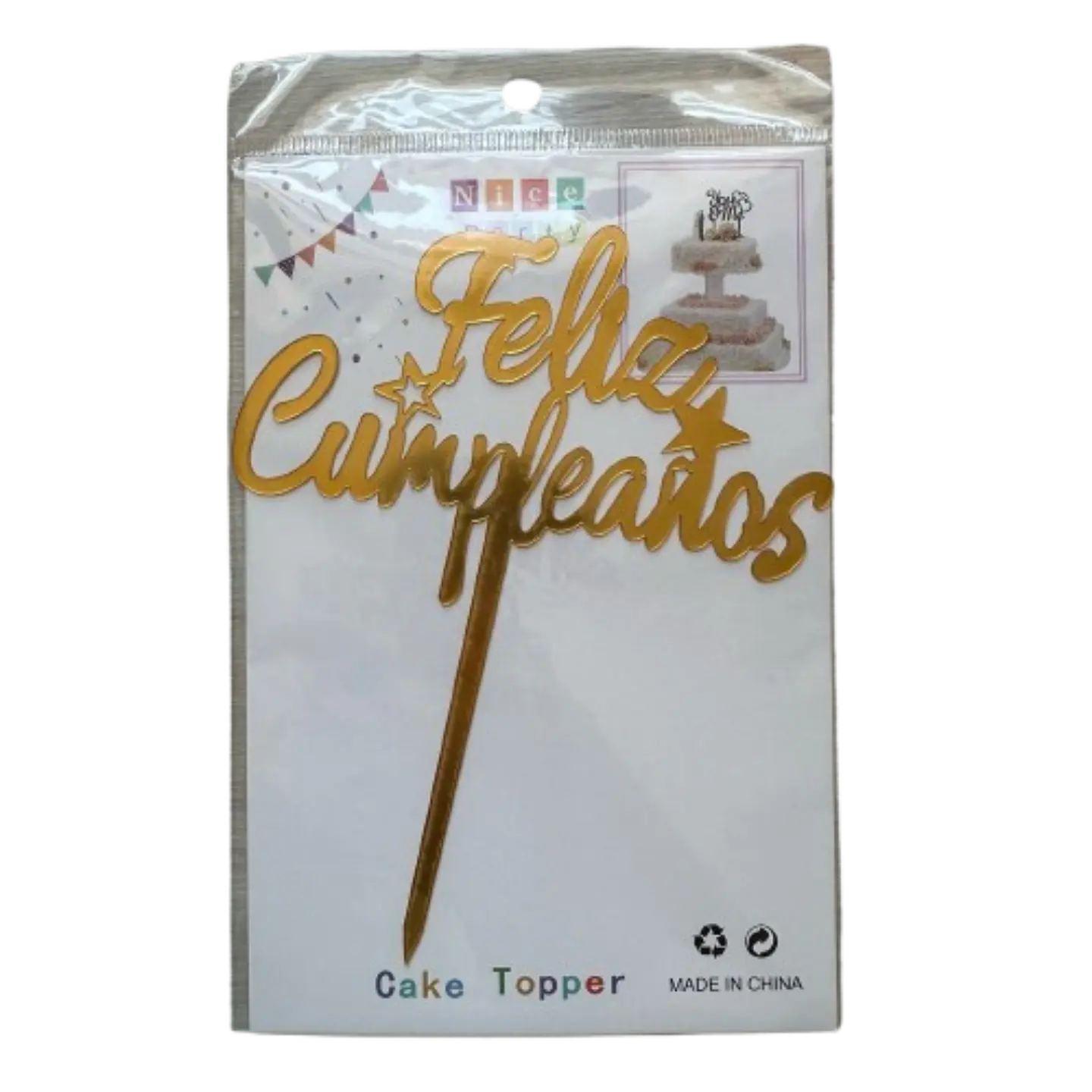 Topper Feliz Cumpleaños 2 Dorado 2