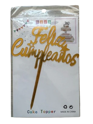 Topper Feliz Cumpleaños 2 Dorado