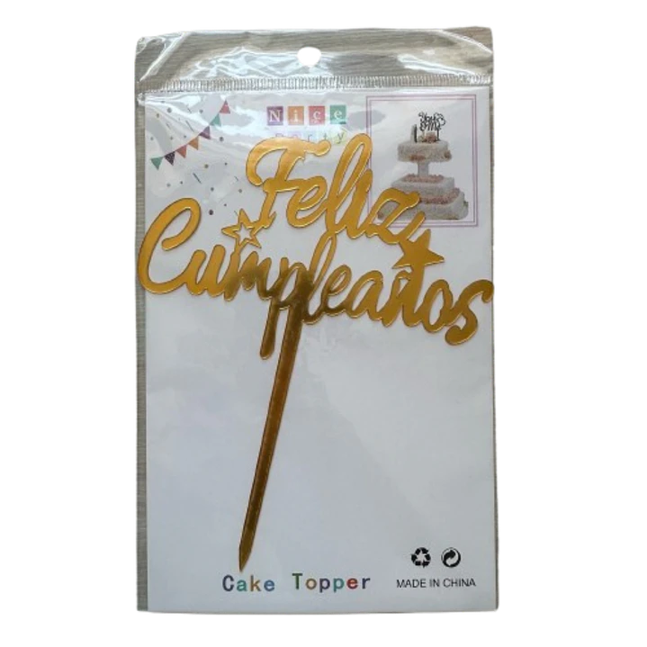Topper Feliz Cumpleaños 2 Dorado 2