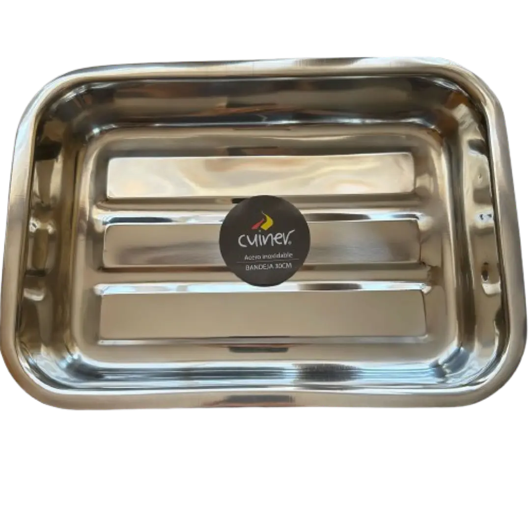Fuente Rectangular Con Azas Acero Inoxidable Cuiner 35cm 2