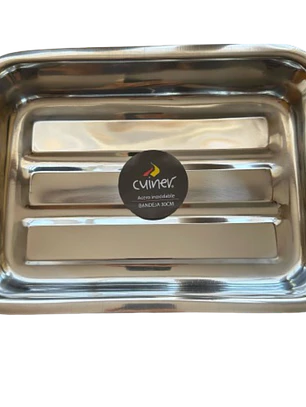 Fuente Rectangular Con Azas Acero Inoxidable Cuiner 35cm