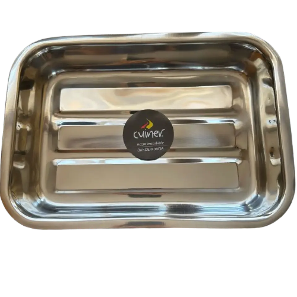 Fuente Rectangular Con Azas Acero Inoxidable Cuiner 35cm 2