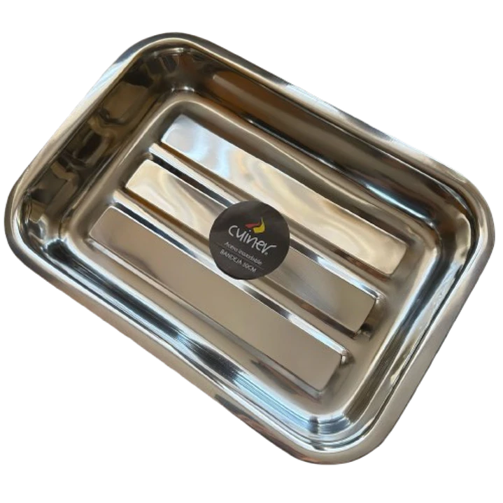 Fuente Rectangular Con Azas Acero Inoxidable Cuiner 35cm 3