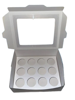 Pack 5 Caja Con Ventana Para 12 Shot 60ml Cartulina Blanca