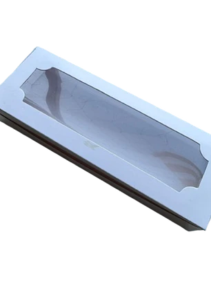 Caja E Con Ventana 3 Alfajores Cartulina 19x7x3cm