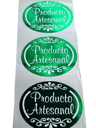 Sticker Producto Artesanal Verde 100un 38mm