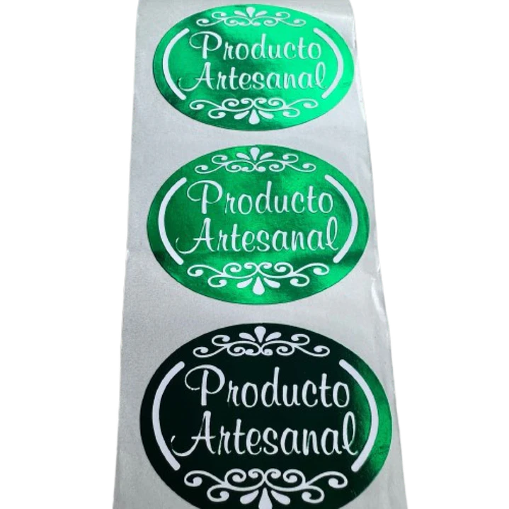 Sticker Producto Artesanal Verde 100un 38mm 2
