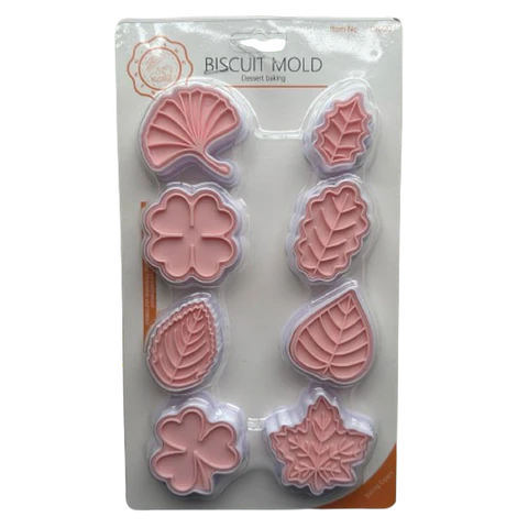 Cortador Galletas Hojas Estampadas 8 Diseños