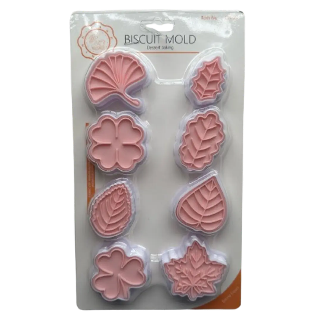 Cortador Galletas Hojas Estampadas 8 Diseños 1