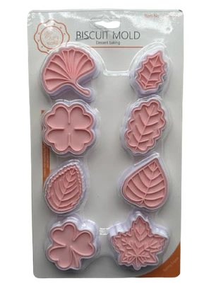 Cortador Galletas Hojas Estampadas 8 Diseños