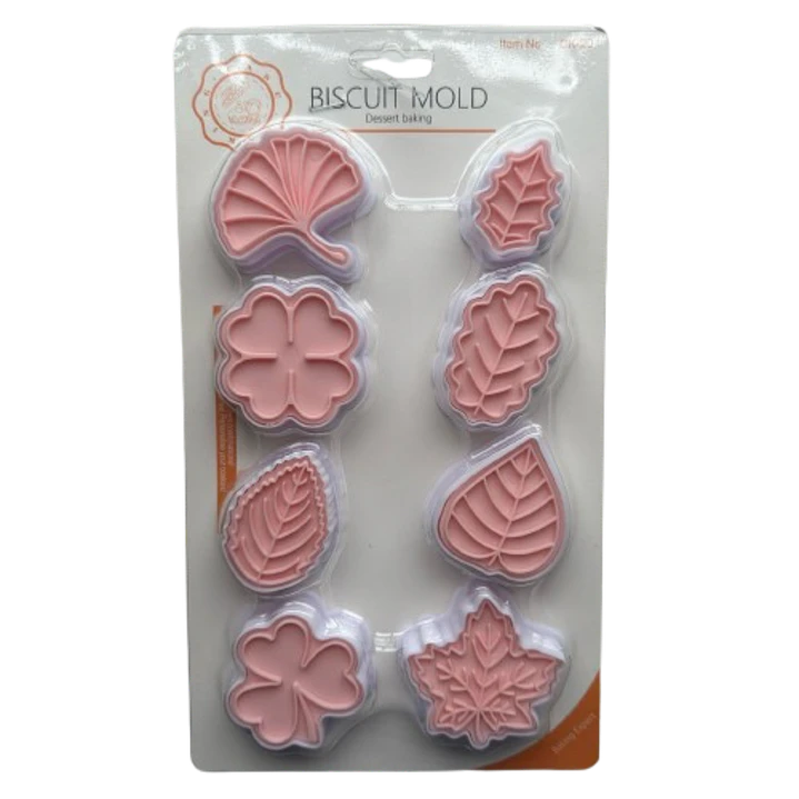 Cortador Galletas Hojas Estampadas 8 Diseños 1