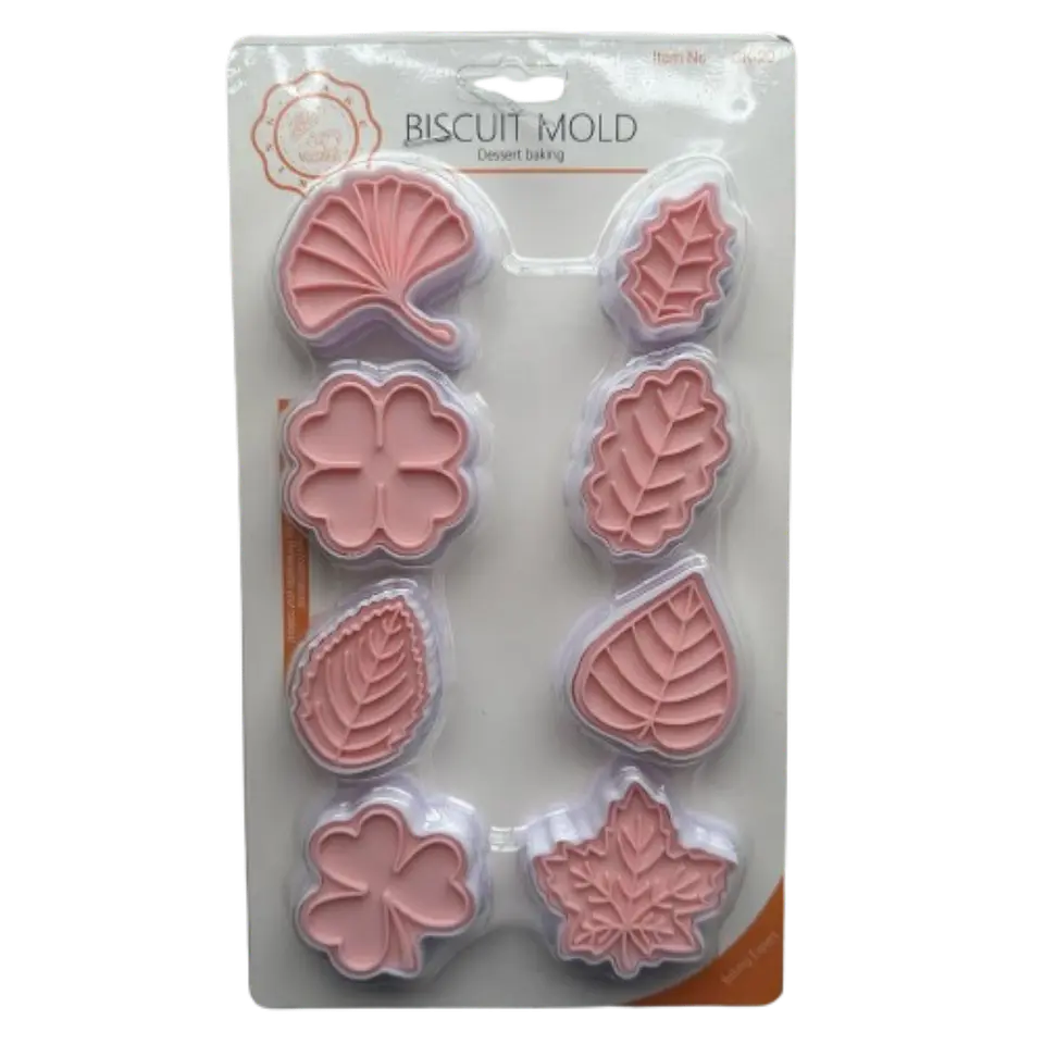 Cortador Galletas Hojas Estampadas 8 Diseños 1