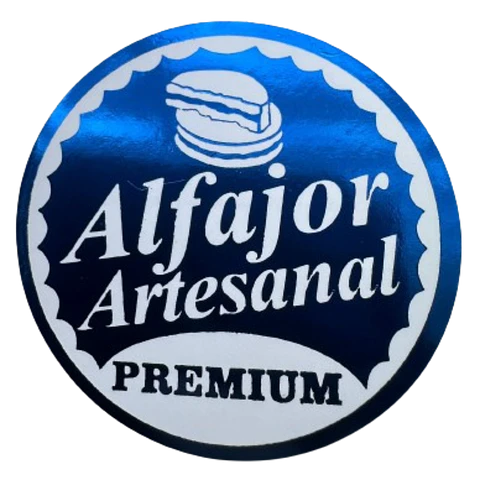 Sticker Alfajor Azul Rey 100un 38mm