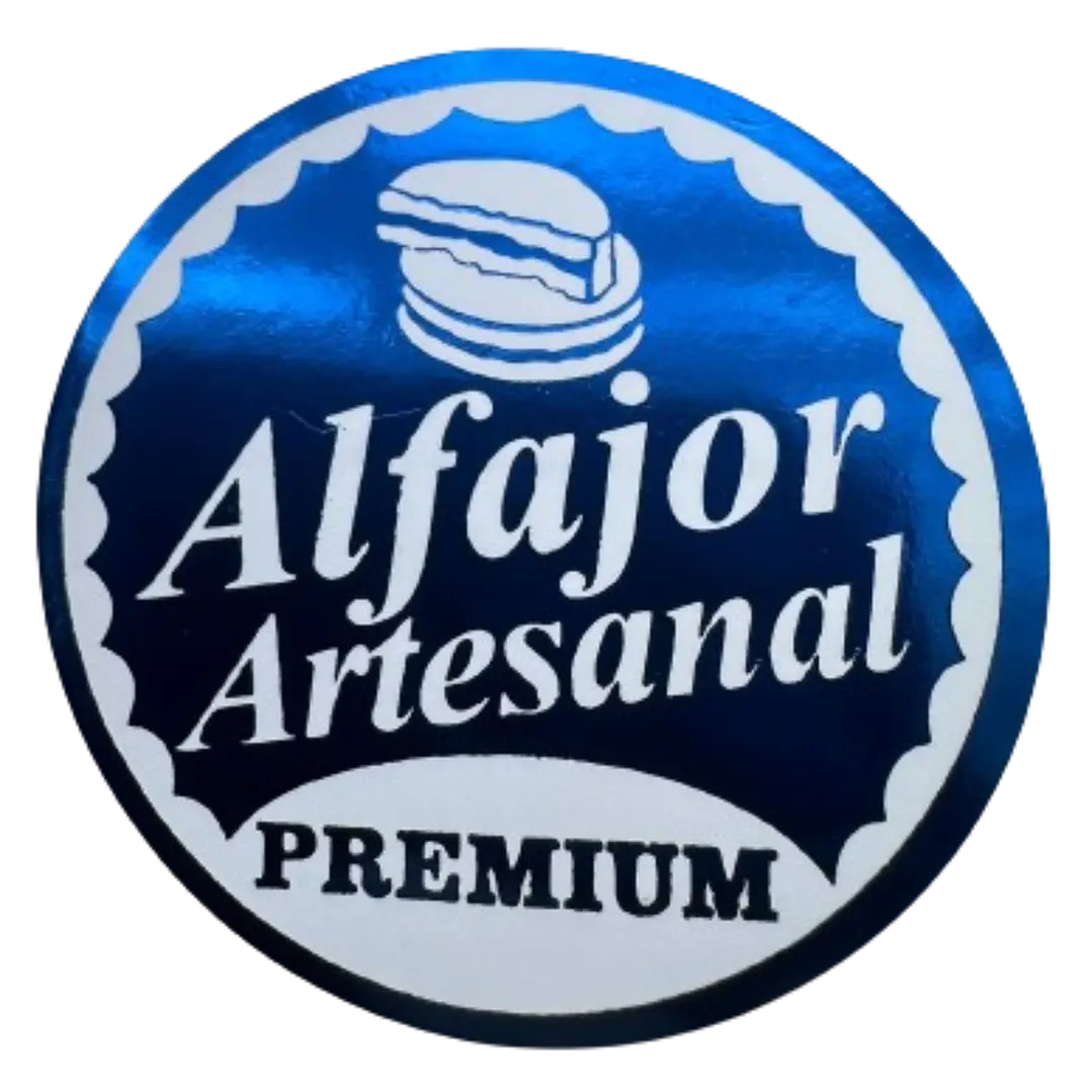 Sticker Alfajor Azul Rey 100un 38mm 1