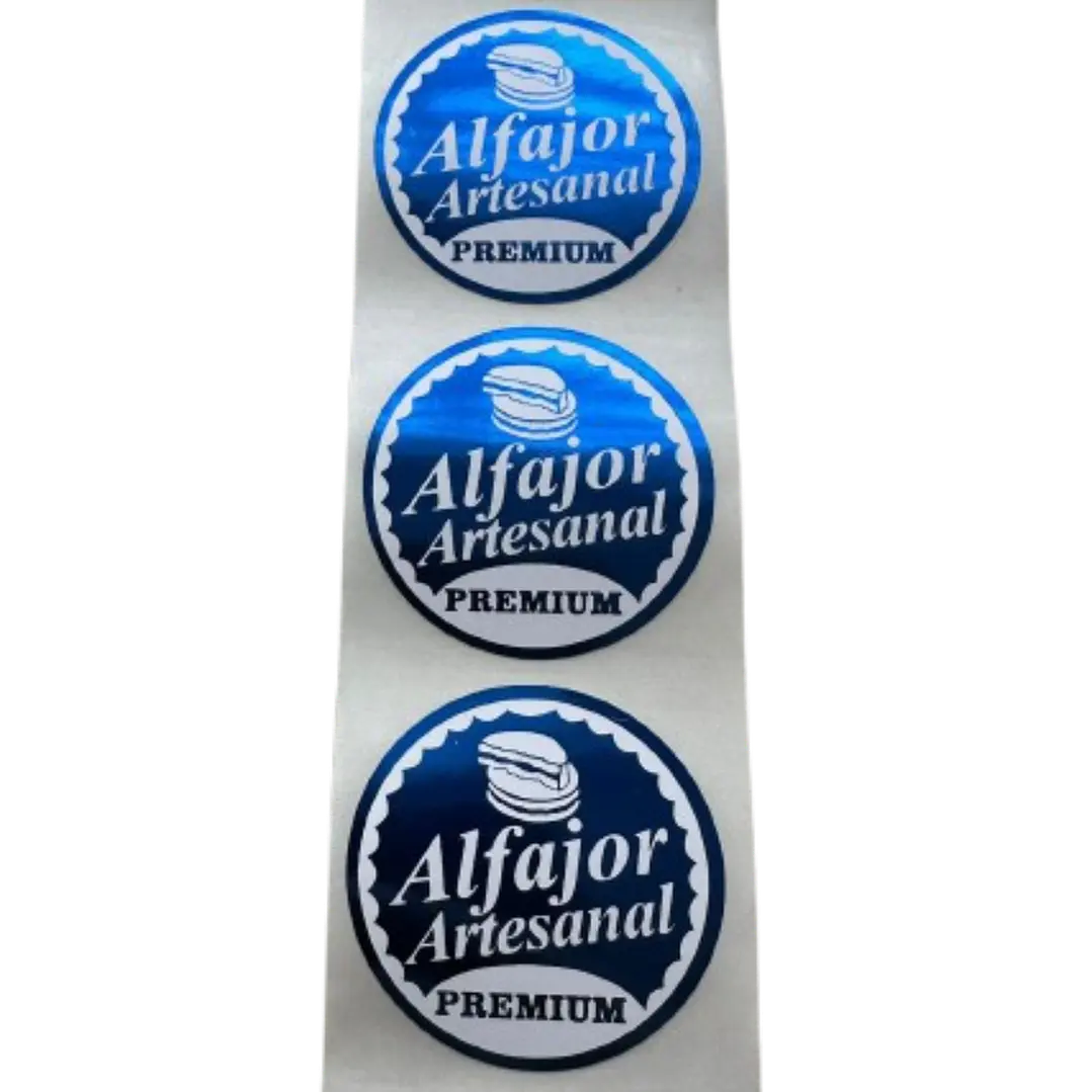 Sticker Alfajor Azul Rey 100un 38mm 2
