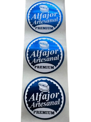 Sticker Alfajor Azul Rey 100un 38mm