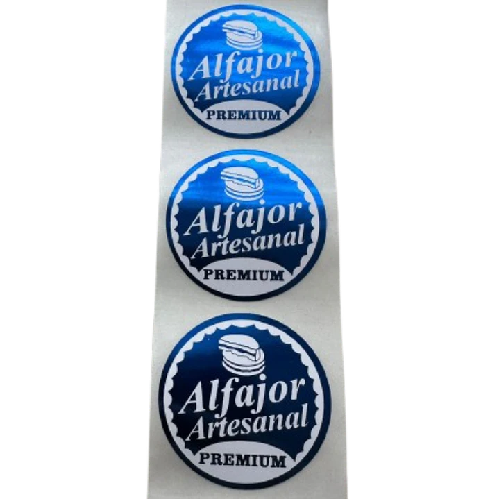 Sticker Alfajor Azul Rey 100un 38mm 2