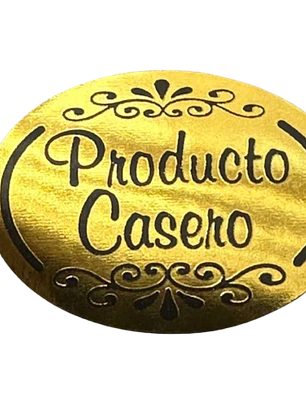 Sticker Producto Casero Dorado 100un 38mm