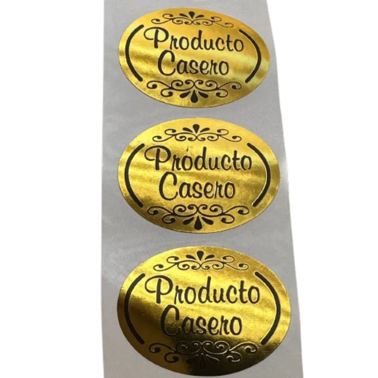 Sticker Producto Casero Dorado 100un 38mm 2