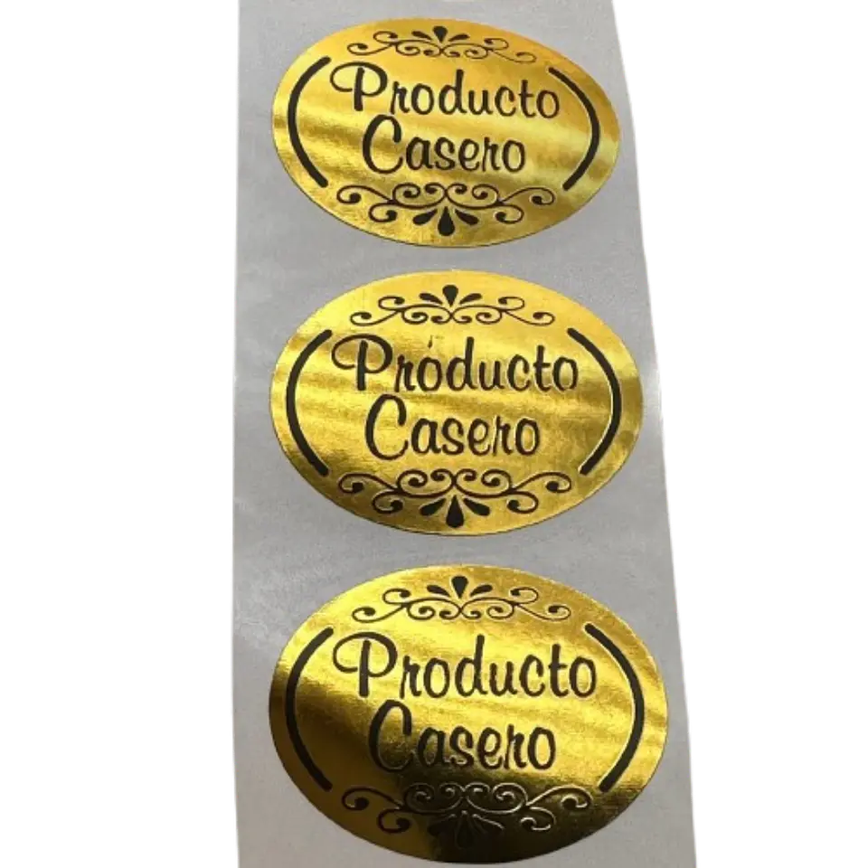 Sticker Producto Casero Dorado 100un 38mm 2