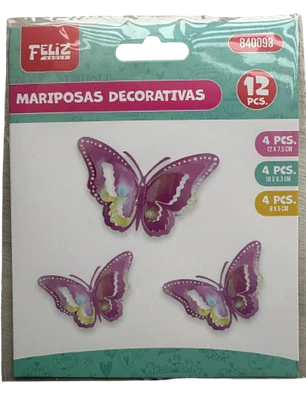 Topper Mariposas Decorativas Rosada Tornasol 12 pcs