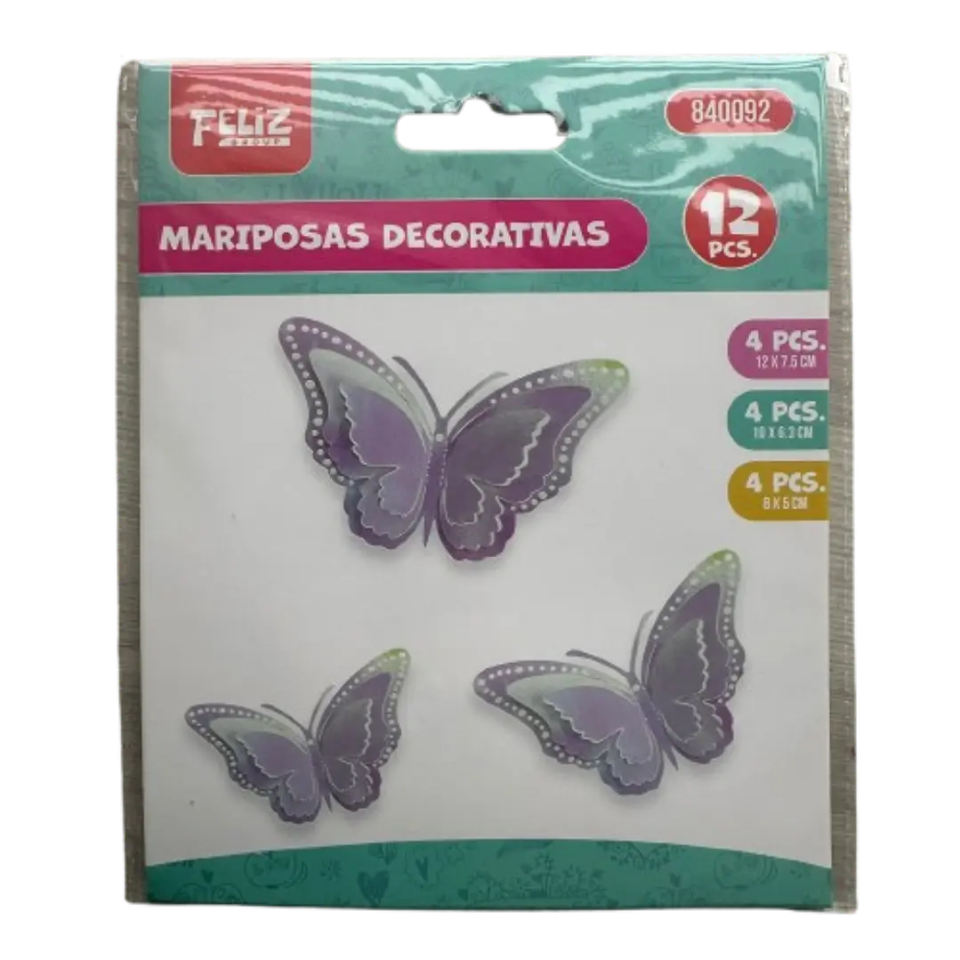 Topper Mariposas Decorativas Purpura Tornasol 12 pcs 2