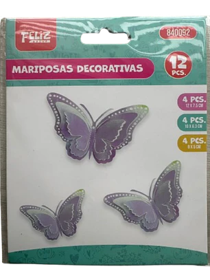 Topper Mariposas Decorativas Purpura Tornasol 12 pcs