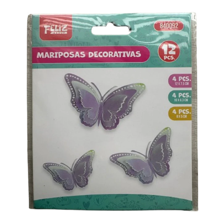 Topper Mariposas Decorativas Purpura Tornasol 12 pcs 2