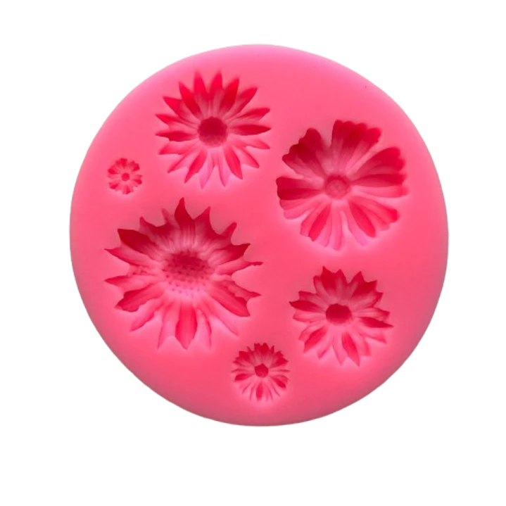 Molde Silicona Flores B 6 Figuras 7,2x7,2cm 1
