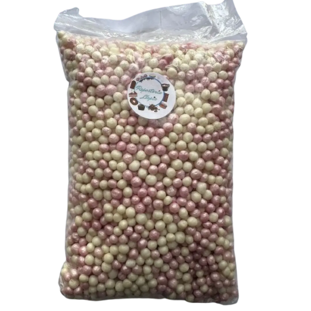 Bolitas De Cereal Blanco Rosada Bañadas En Chocolate 500g 1