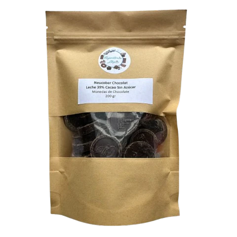 Chocolate 39% Cacao Leche Sin Azucar Monedas Neucober 200g