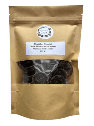 Chocolate 39% Cacao Leche Sin Azucar Monedas Neucober 200g