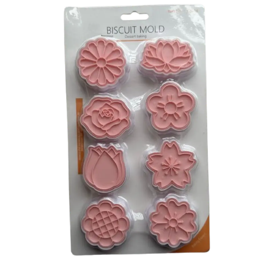 Cortador Galletas Flores Estampadas 8 Diseños 1