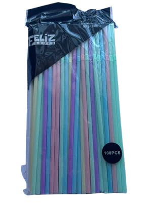 Bombilla Multicolor Pastel Plastico 100un 2,5x16cm