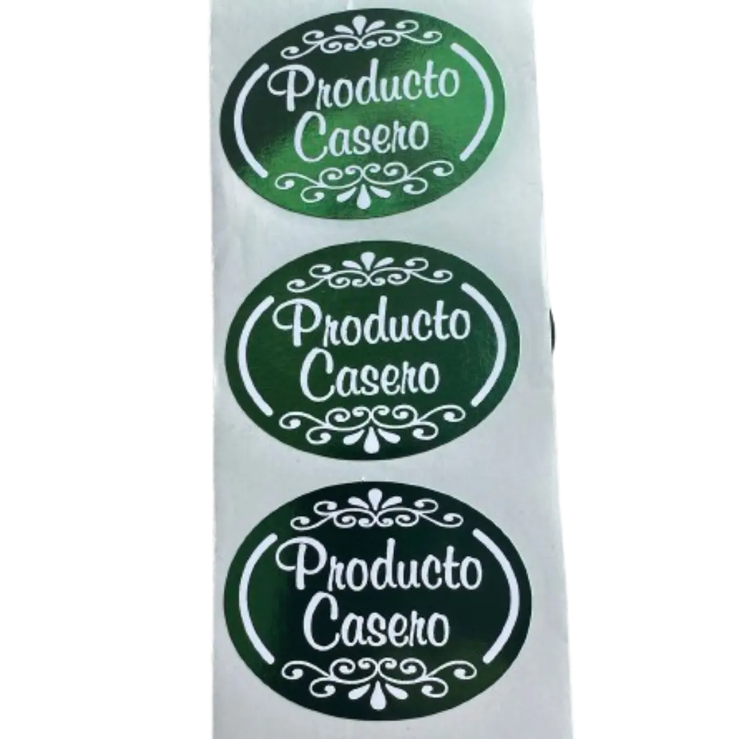 Sticker Producto Casero Verde 100un 38mm 2