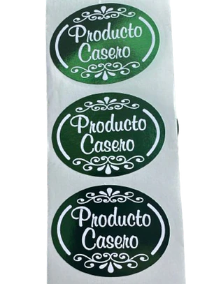 Sticker Producto Casero Verde 100un 38mm