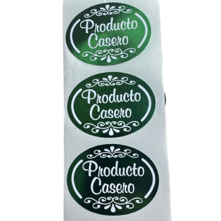 Sticker Producto Casero Verde 100un 38mm 2