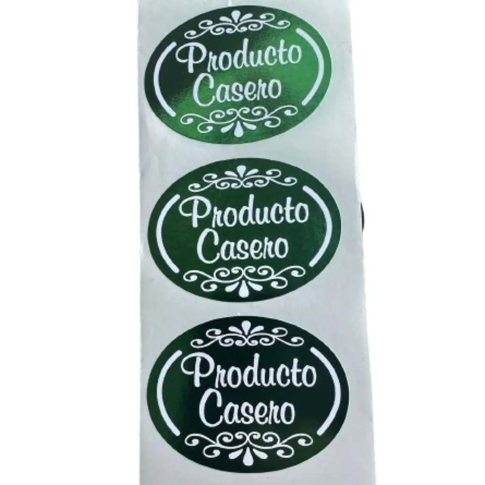 Sticker Producto Casero Verde 100un 38mm 2