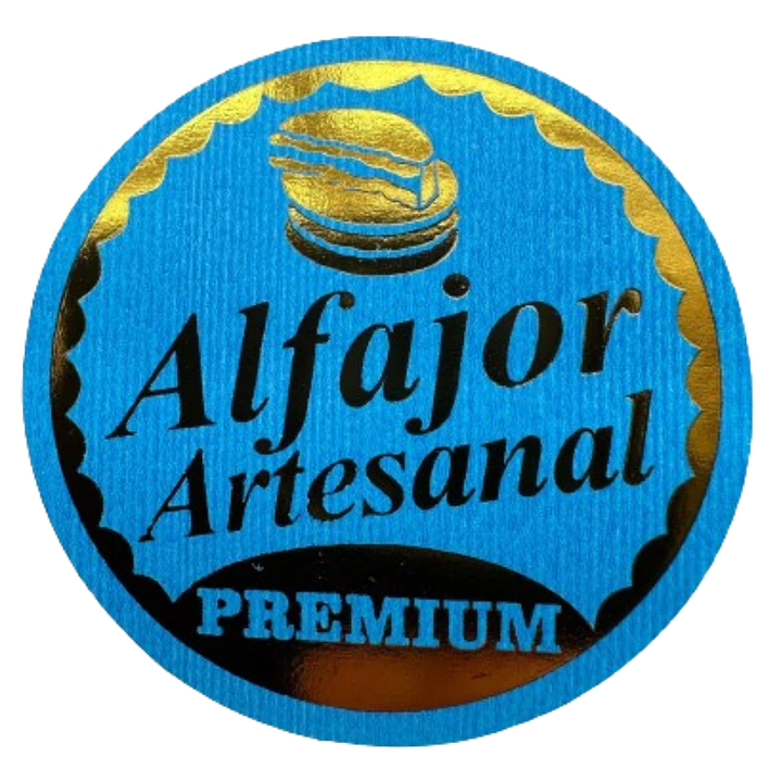 Sticker Alfajor Celeste 100un 38mm 1