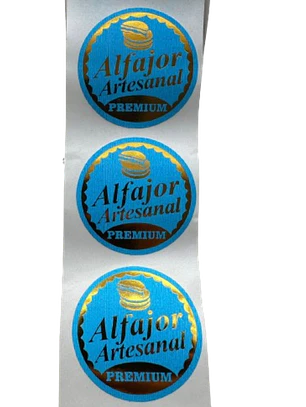 Sticker Alfajor Celeste 100un 38mm