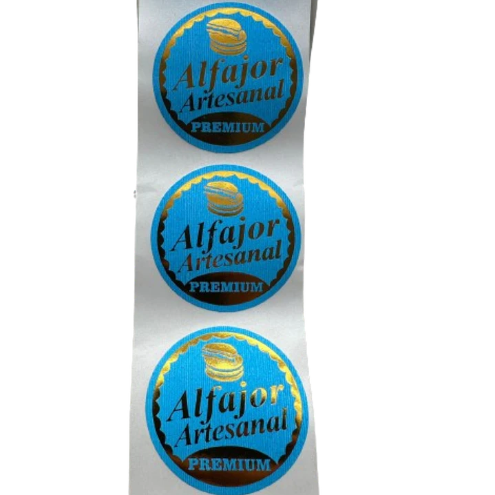 Sticker Alfajor Celeste 100un 38mm 2